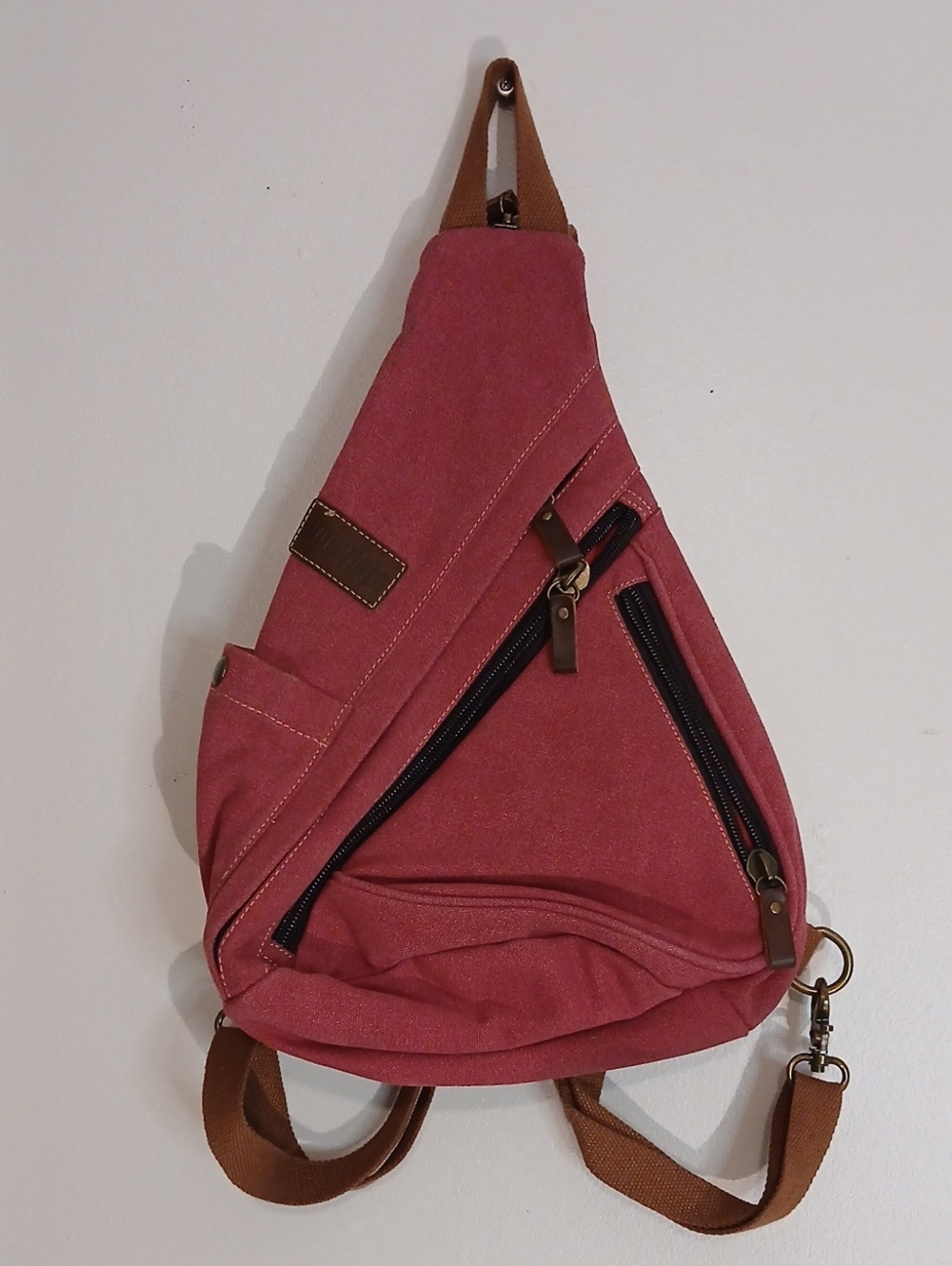 Men's Pink Sling Crossbody Bag - Canvas Casual Carry